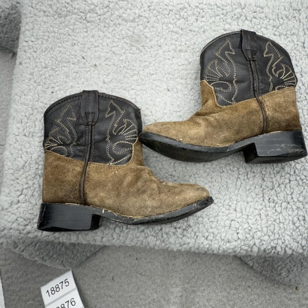 Masterson Boot Co Boots Kids 13.5 Brown Western Suede Cowboy Embroidered